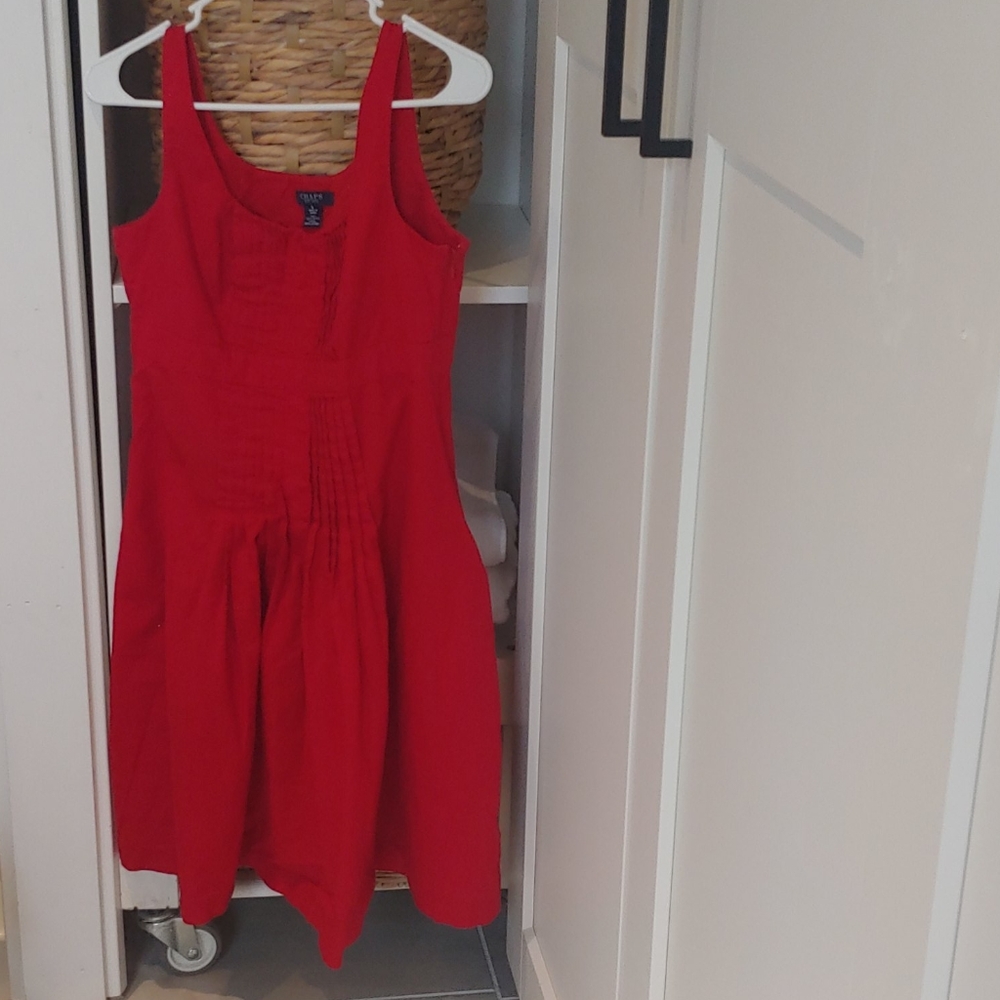 Cotton pleated red Chaps dress